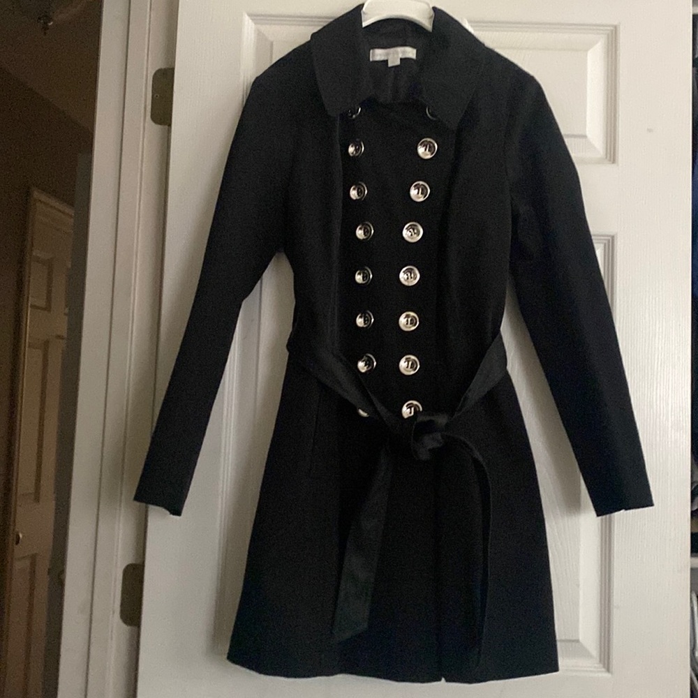 New York & Company Double Breasted Military Style Trench Coat size L